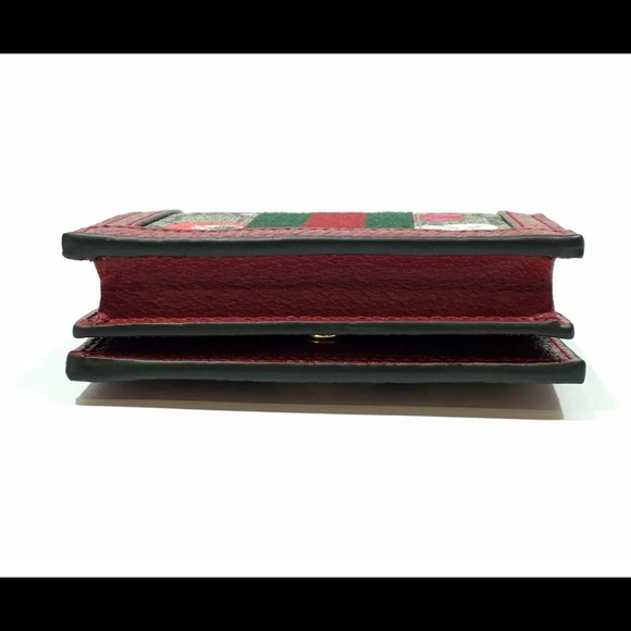 NIB GUCCI Ophidia GG Supreme Monogram Web Flora Card Case Wallet Red Leather NIB - Picture 5 of 10